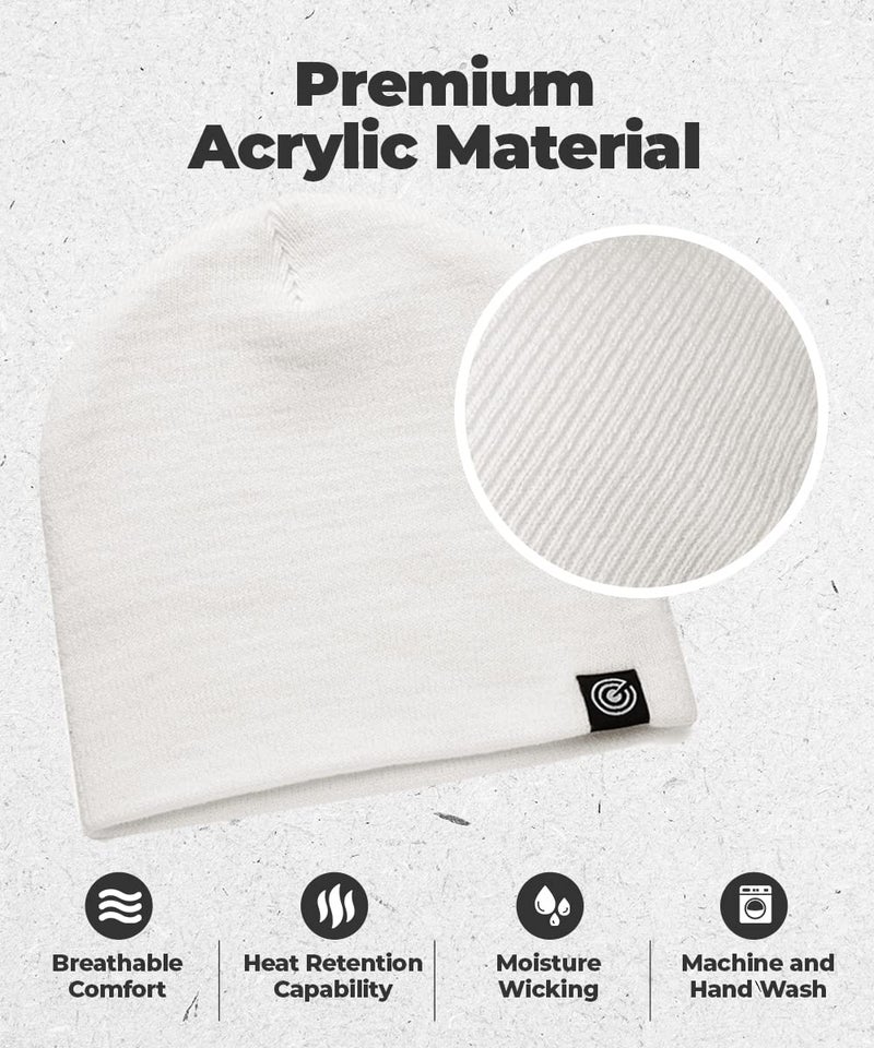 Revony Original Beanie Cap - Soft Knit Beanie Hat - Warm and Durable (White) - Image 2